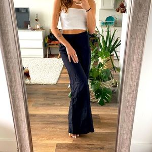 H&M black linen wide legged pants